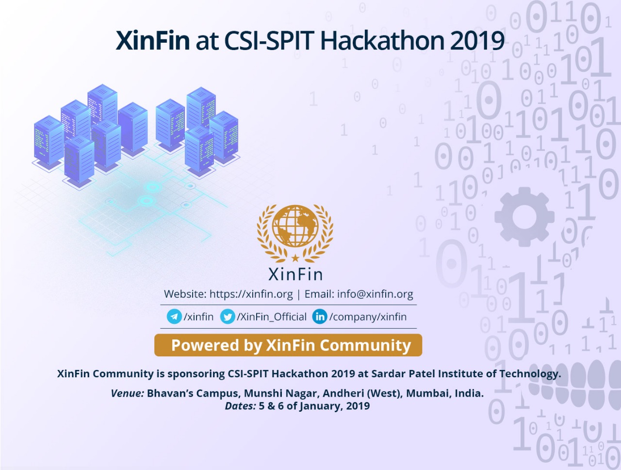 XinFin as technical sponsor at SPIT Hackathon